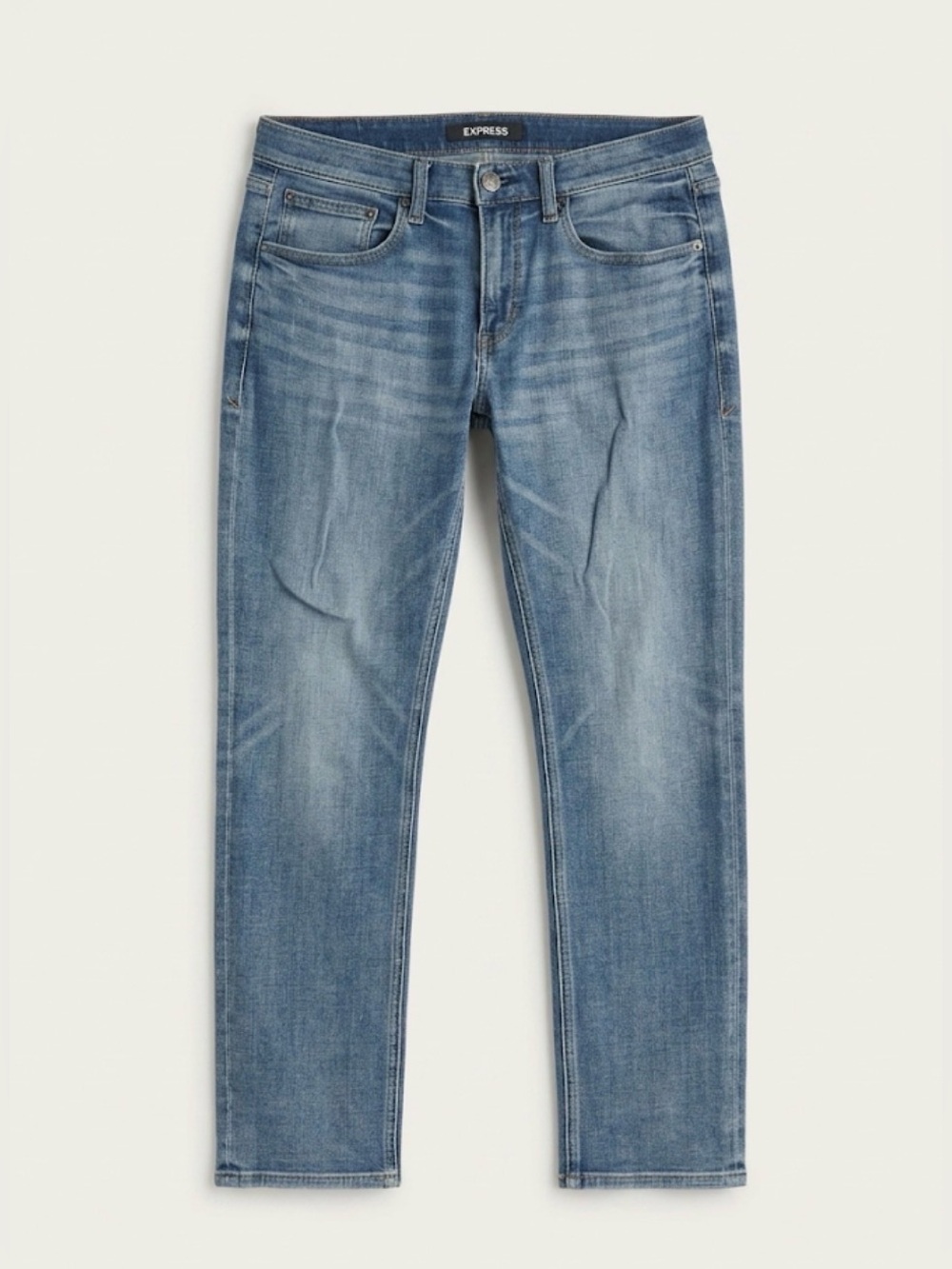 Express Jeans Men 32x30 Slim Straight Stretch Plus Blue Denim Pants Medium Wash